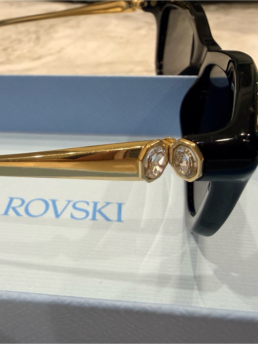 Swarovski Black and Gold Crystal-Embellished Sunglasses
